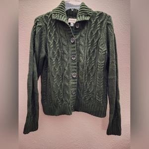 St. John's Bay Button Down Cable Cardigan Women's XL Green